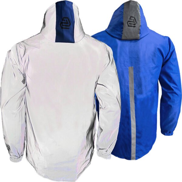 Chaqueta 100% Reflectiva Doble Faz Gp azul espalda