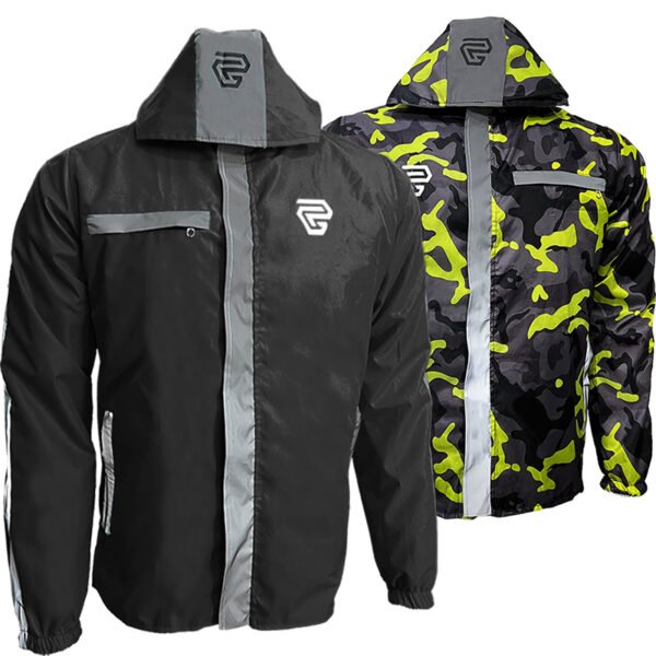 Chaqueta Reflectiva Doble Faz Gp negro Verde camuflado