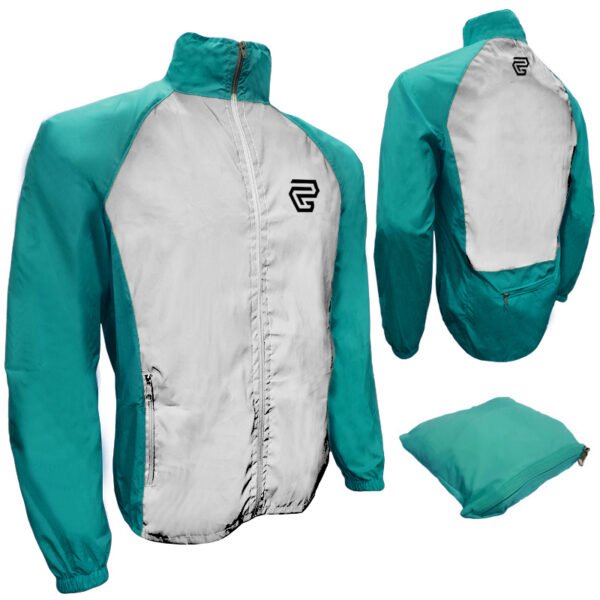 Chaqueta cortaviento reflectiva portable GP Lady aguamarina